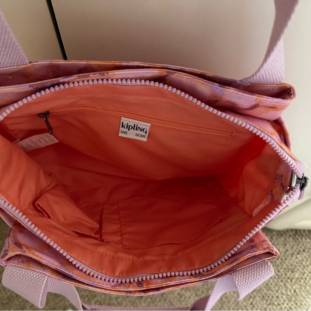 Kipling Floral Crossbody Bag in Pink and Purple - Picture 5 of 5